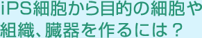 iPS細胞から目的の細胞や組織、臓器を作るには？