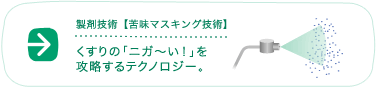 製剤技術【苦味マスキング技術】くすりの「ニガ～い！」を攻略するテクノロジー