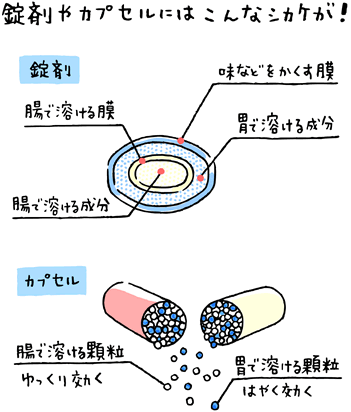 図：錠剤やカプセルには、こんなシカケが！