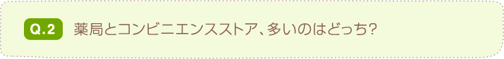 Q.2 薬局とコンビニエンスストア、多いのはどっち？